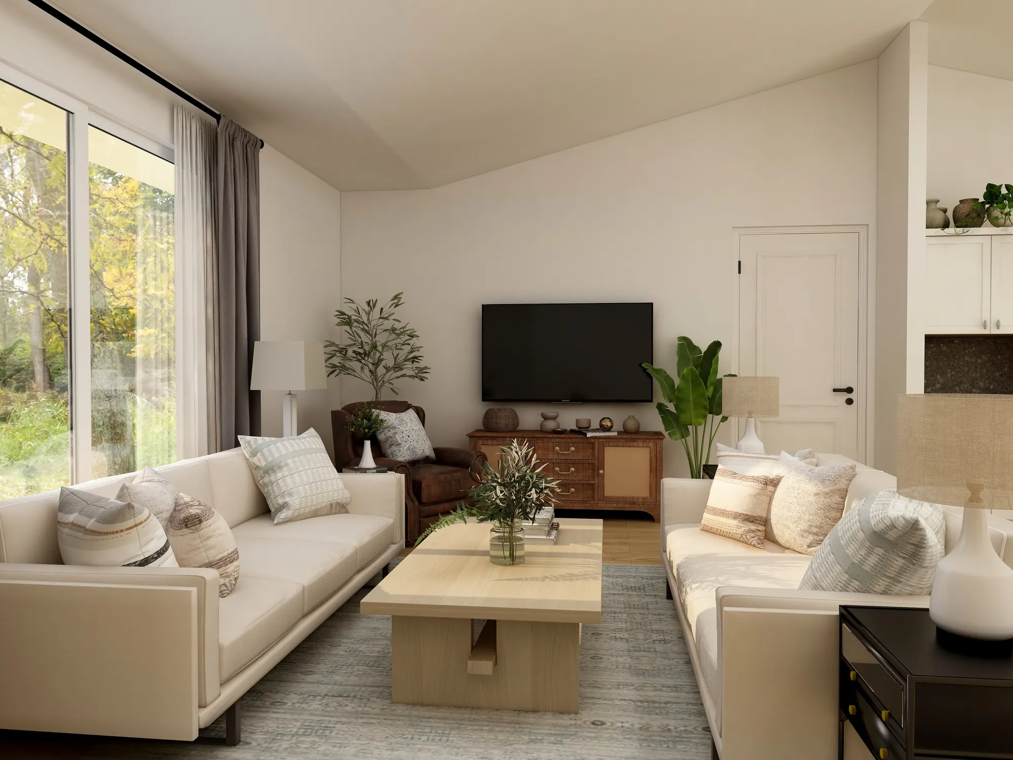 Photo of living room with TV and two couches